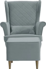 Fotel uszak skandynawski z podnóżkiem CLEO Ciemny brąz