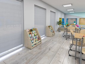 Regał szkolny z półkami z tkaniny - biblioteczka Jaś