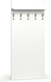Garderoba z wieszakami HORIZONT, 5 haczyków, półka, biały