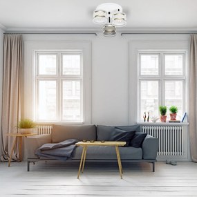 Lampa sufitowa biała trzypunktowa z szaro-białymi abażurami T-3030WE-W