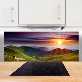 Szkło Ozdobne do Kuchni Ognisty Zachód Słońca w Górach