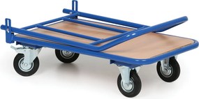 Wózek platformowy z uchwytem z siatką, platforma 500 x 800 mm, nośność 200 kg, koła 125 mm z czarną gumą
