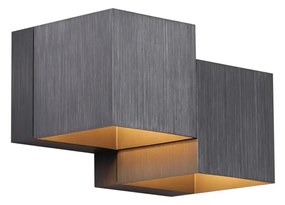 Nowoczesna lampa ścienna, antracytowa, 2 źródła światła - Transfer Double