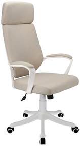 Beżowy ergonomiczny fotel biurowy z zagłówkiem do komputera - Dawo