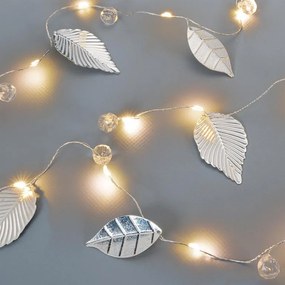 Oświetlenie perełkowe i srebrne listki, 20 diod LED, ciepła