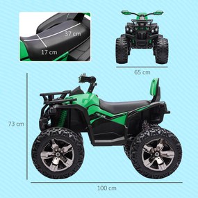 HOMCOM Quad elektryczny dla dzieci, z światłami i portem muzycznym, 3-8 km/h, dla 3-5 latków, Zielony