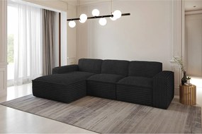 Narożnik w kształcie L Siena, tkanina Velo, Czarny, Lewy