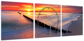 Obraz - Sunset, Baltic Sea, Poland (z zegarem) (90x30 cm)