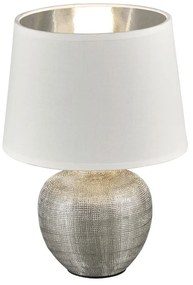 Biała lampa stołowa z ceramiki i tkaniny Trio Luxor, wys. 26 cm