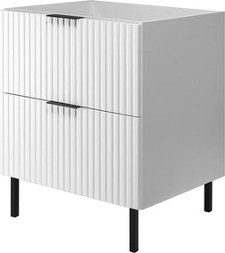 Szafka pod umywalkę, biały + czarny uchwyt, 60 x 77 x 46 cm, nogi czarne, bez blatu