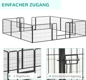 PawHut Krata dla Psów z 12 Panelami Wybieg dla Szczeniąt Czarny 80x1,5x60cm | Aosom PL