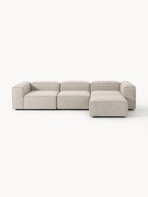 Narożna sofa modułowa z mieszanki lnu z pufem Lennon (4-osobowa)