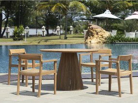 Stół ogrodowy z drewna tekowego Dł. 120 cm - Jasny naturalny - TRIANI