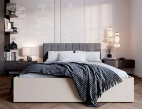 Kaszmirowe łóżko z zagłówkiem i materacem 120x200 E8-N71