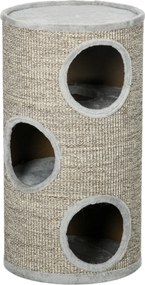 PawHut Drapak dla Kota z 3 Poziomami Jasnoszary 38x38x70cm z Sizalową Liną Idealny dla Zabawy i Ostrzenia Pazurów | Aosom PL