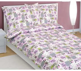 Bellatex Pościel bawełniana Patchwork liliowy, 140 x 220 cm, 70 x 90 cm, 140 x 220 cm, 70 x 90 cm