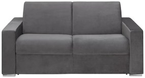 Kanapa 2-osobowa rozkładana z weluru CALITO - Kolor antracytowy - Łóżko 120 cm - Materac 18 cm