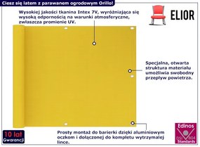 Żółty parawan ogrodowy na balkon - Orillo