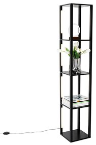 Designerska lampa podłogowa czarna w komplecie z diodą LED z 3-stopniową regulacją jasności - Tianna