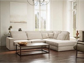 Kremowy narożnik z tkaniny szenilowej (prawostronny/w kształcie litery L) Kirou – Maison de Rêve