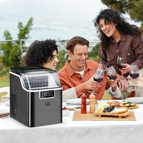 HOMCOM Maszyna do Lodu 20kg/24h Czarna 25,2x36x37,1cm | Aosom PL