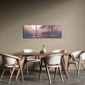 Obraz - Zakochana para (z zegarem) (90x30 cm)