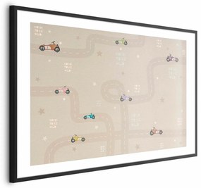 Plakat Wyścigowe autka 30x21 cm z ramą czarną z marginesem ARTGEIST B