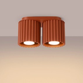 Plafon dwupunktowy AURA 2 ochra czerwona GU10 ryflowany SOLLUX  LIGHTING