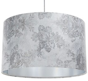 Srebrna lampa wisząca z nadrukiem na kloszu - S393 T7-F60