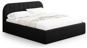 Czarne tapicerowane łóżko dwuosobowe ze schowkiem ze stelażem 160x200 cm Juno – Windsor &amp; Co Sofas