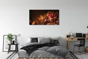 Fotoobraz na płótnie Prezent, Bombki i Deski