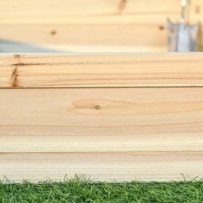 Outsunny podwyższona grządka z drewna naturalnego idealna do uprawy roślin w ogrodzie 100x92x16cm | Aosom PL