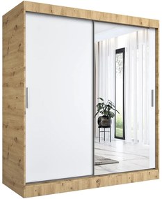 Szafa przesuwna dąb artisan + biały 180 cm - Massi 5X