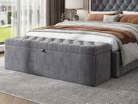 Banc skrzynkowy tapicerowany welurem - Szary