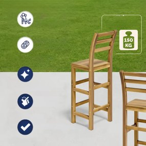 Casaria Krzesła barowe OSLO z oparciem, 2 szt., 40x36x110cm, naturalny brąz