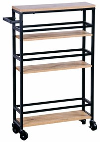 Kesper 27842 Regał do wnęki na kółkach,bambus/metal, 81 x 15 x 50 cm