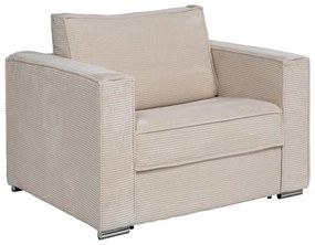 Fotel rozkładany typu express z beżowego sztruksu - Miejsce do spania 70 cm - Materac 14 cm - LORETO