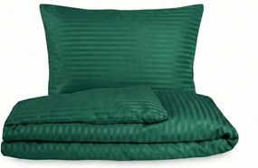 Kvalitex Pościel bawełniana Stripe ciemnozielony, 240 x 220 cm, 2 szt. 70 x 90 cm