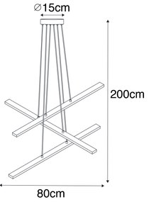 Lampa wisząca czarna z diodami LED 3-stopniowo ściemnianymi 6 lampkami - Jolanta Nowoczesny Oswietlenie wewnetrzne