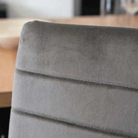 Zestaw Stół Rozkładany SKUBI 120-160 cm Dąb Craft/Czarny i 6 Krzeseł NARIS Szare Welurowe