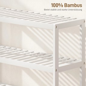 HOMCOM 3-poziomowy regał bambusowy, regał na buty, regał do przechowywania, lakierowane wykończenie, Biały