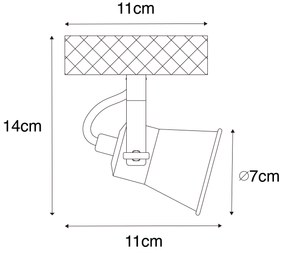 Rustykalny reflektor czarny z drewnem regulowanym - Jelle