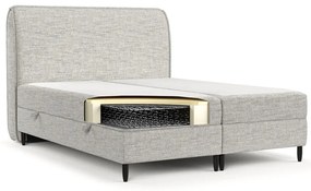 Jasnoszare łóżko boxspring ze schowkiem 200x200 cm Melba – Maison de Rêve