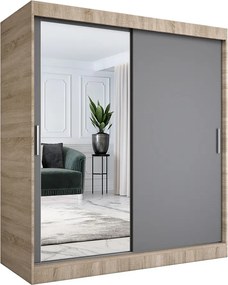 Szafa przesuwna dąb sonoma + antracyt 180 cm R7-N05