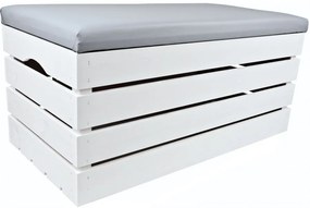 Pufa kufer skrzynia drewniana sosnowa siedzisko 80cm malowana biała