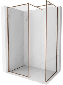 Mexen Kioto-F ścianka prysznicowa Walk-in z ramką 130 x 80 cm, transparent 8 mm, różowe złoto - 800-130-202-04-60-080