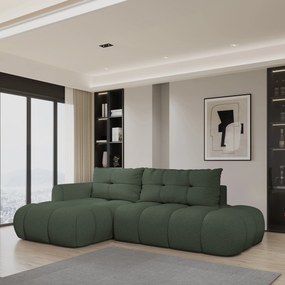 Masseno Narożnik FLUMA z funkcją spania i pojemnikiem na pościel Narozniki L, Rozkładana sofa - Zielony, QUELLE 37