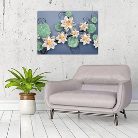 Obraz na szkle lilii wodnych (70x50 cm)