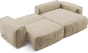 Jasnobrązowy rozkładany narożnik z tkaniny szenilowej (prawostronny/z szezlongiem) Kuki – Makamii