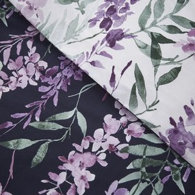Biało-fioletowa pościel dwuosobowa 230x220 cm Wisteria Floral – Catherine Lansfield